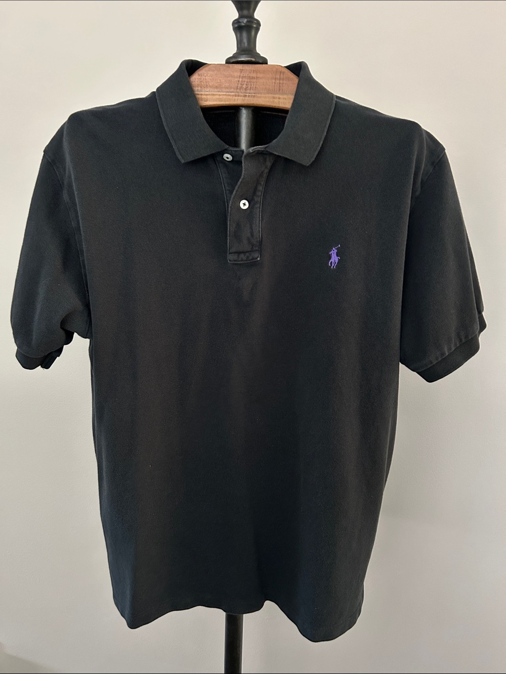 Ralph Lauren Black Polo with Purple Pony Embroidery